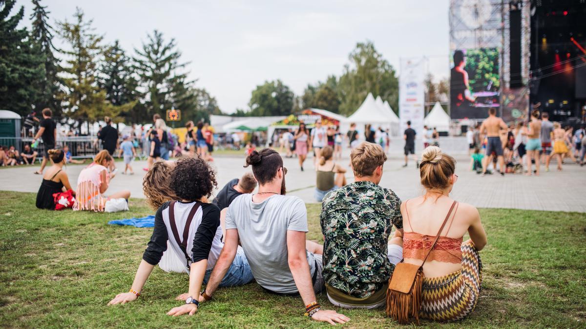 Grupo de amigos en un festival