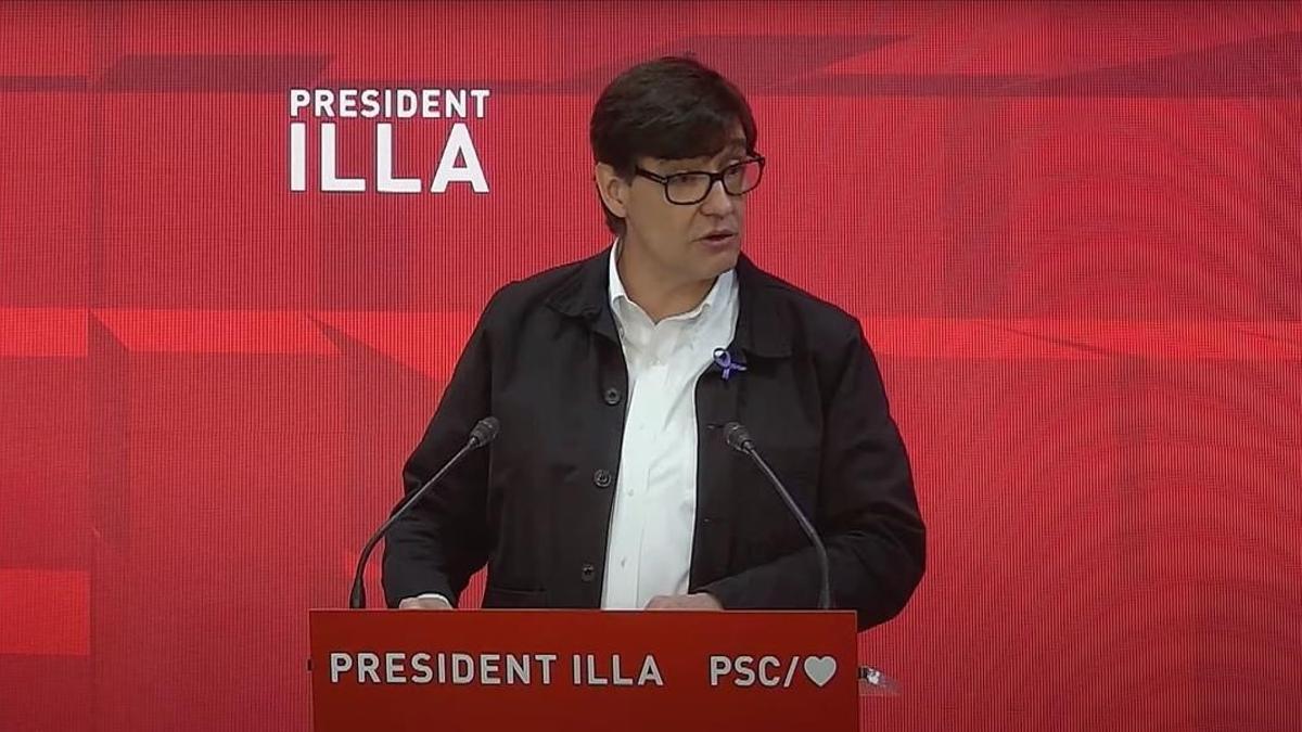 06 03 2021 El candidato del PSC a la Presidencia de la Generalitat  Salvador Illa  en su intervencion durante el Consell Nacional del PSC este sabado   ESPANA EUROPA CATALUNA POLITICA  PSC