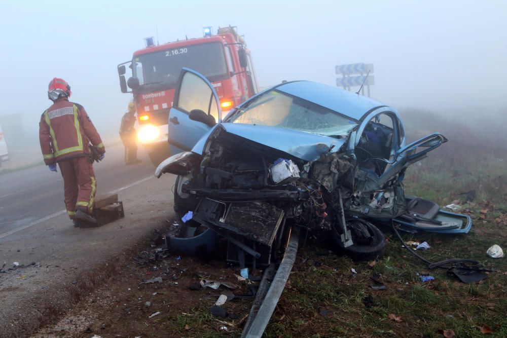 Accident de trànsit a la N-II a Vidreres