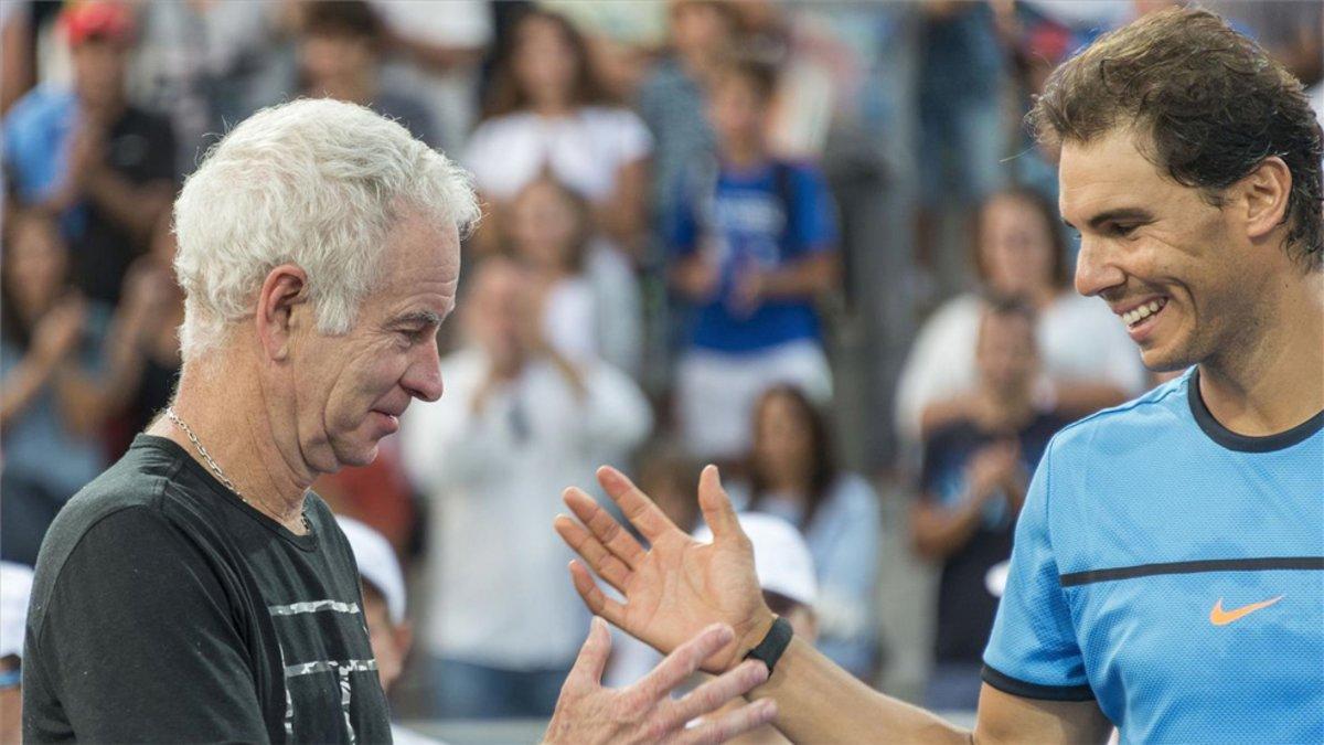 McEnroe y Nadal, en una exhibición en Manacor en el año 2016