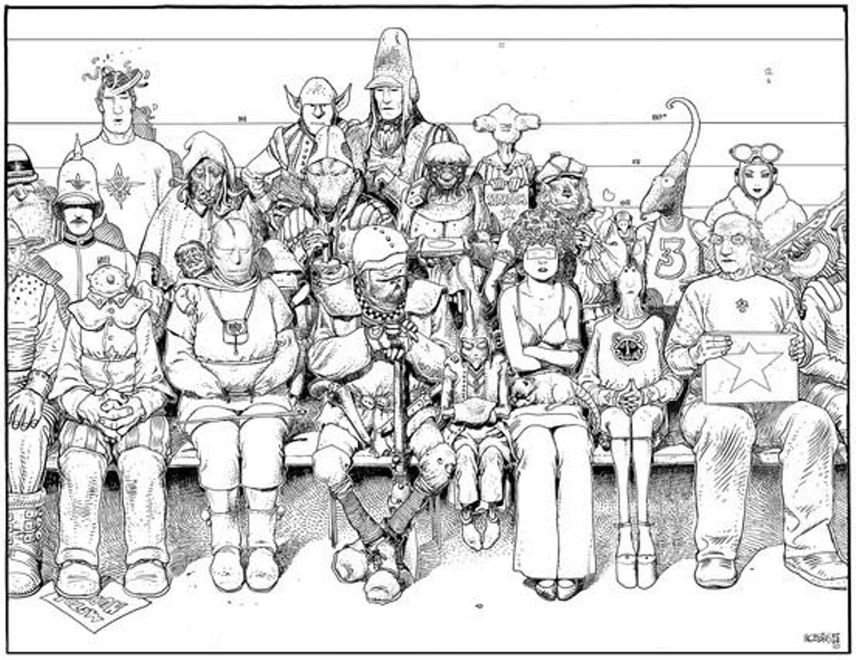 Imatge d’’Arzach’, una sèrie de quatre historietes fantàstiques sense paraules basades en els somnis de l’autor.