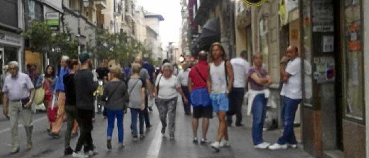 La calle de Sant Miquel poco después de las 10.