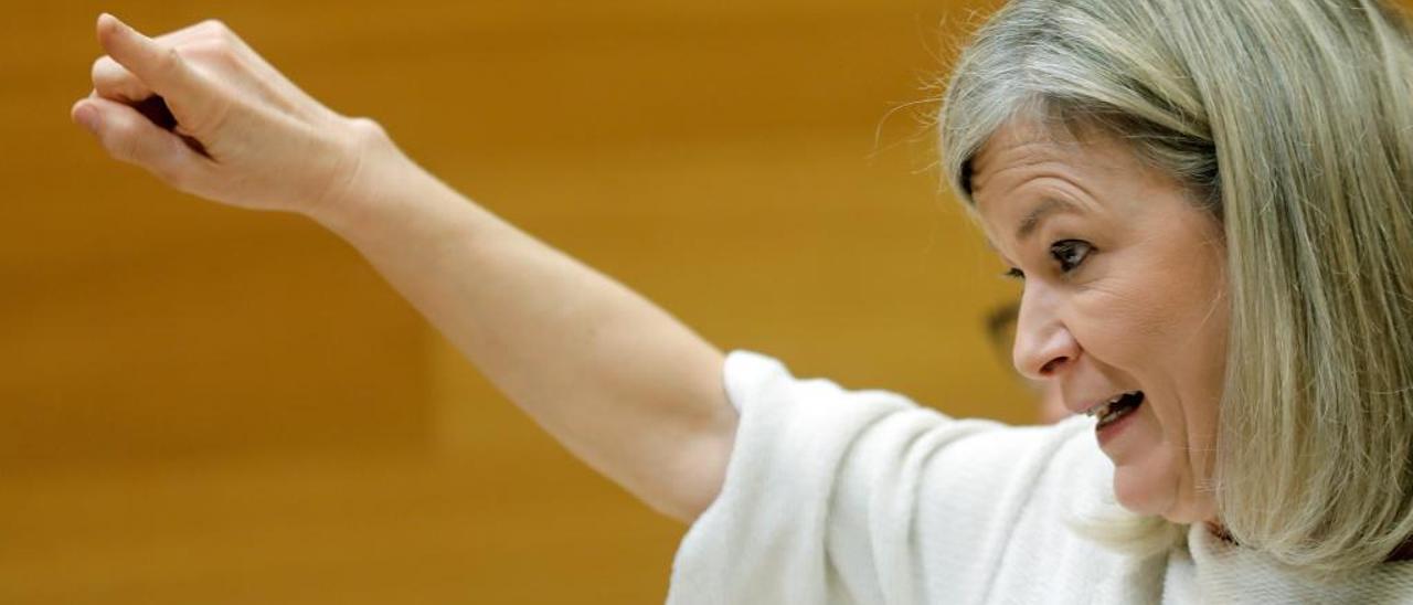 La consellera Gabriela Bravo, durante una comparecencia en las Corts Valencianes.