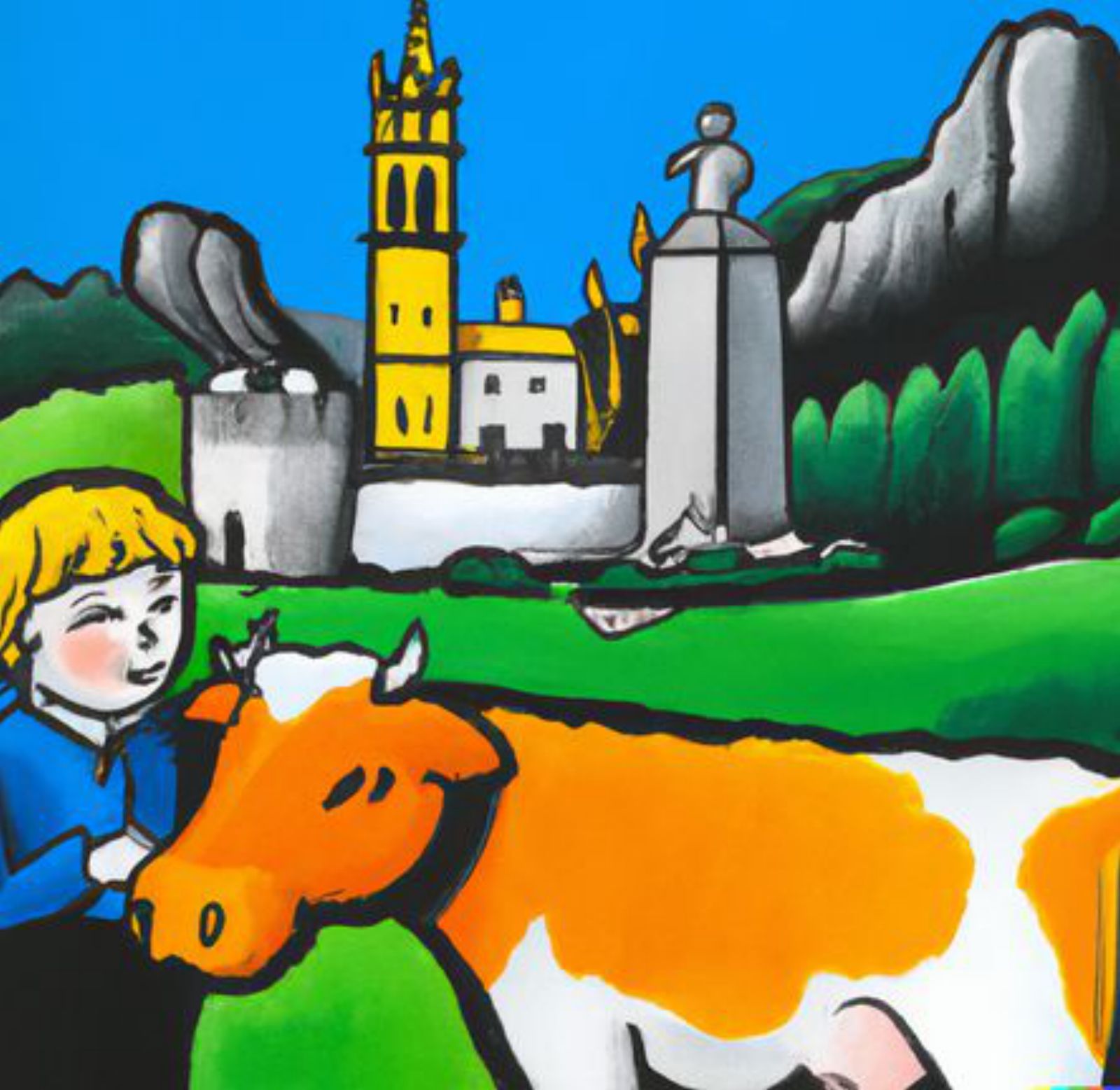Tintín y una vaca en Covadonga. | FPA 