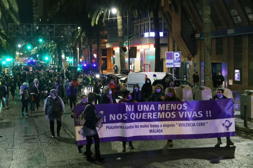 La manifestación por el 25N en Málaga, en imágenes