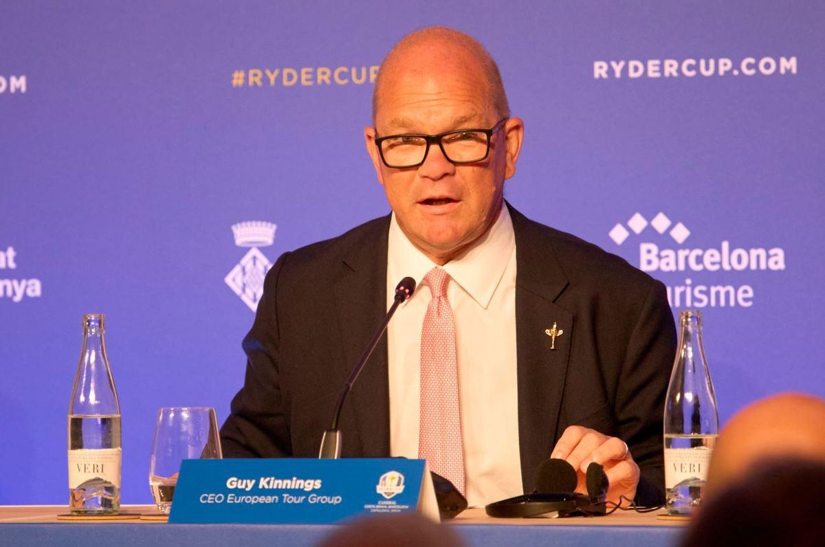 Guy Kinnings, CEO Europeu de la Ryder Cup, durant l'acte.