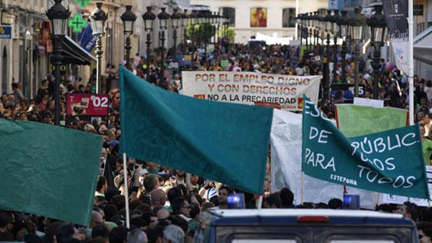 Imagen de la manifestación en Calle Larios, esta tarde.