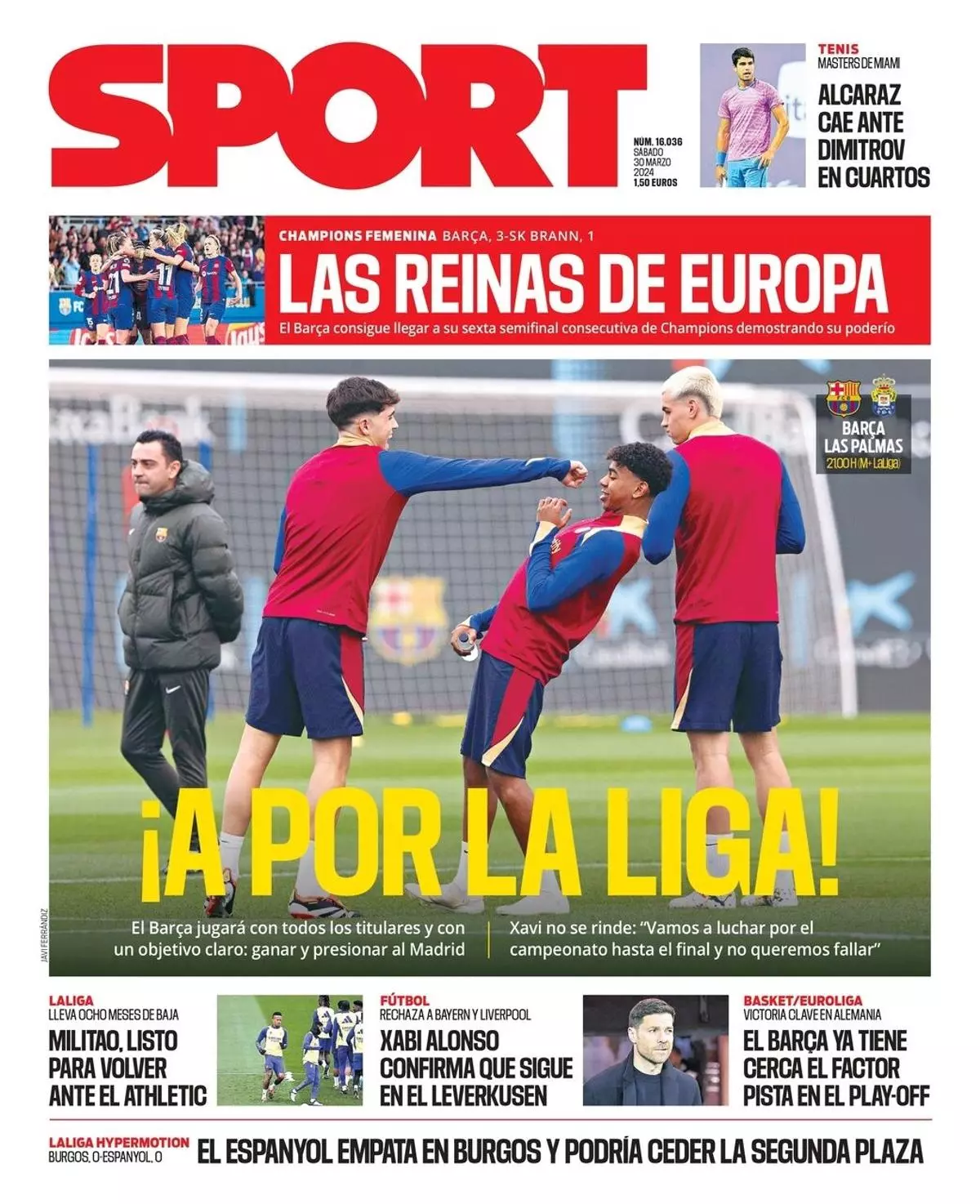 El Barça - Las Palmas, el futuro del Real Madrid o la victoria de Sinner, hoy en las portadas