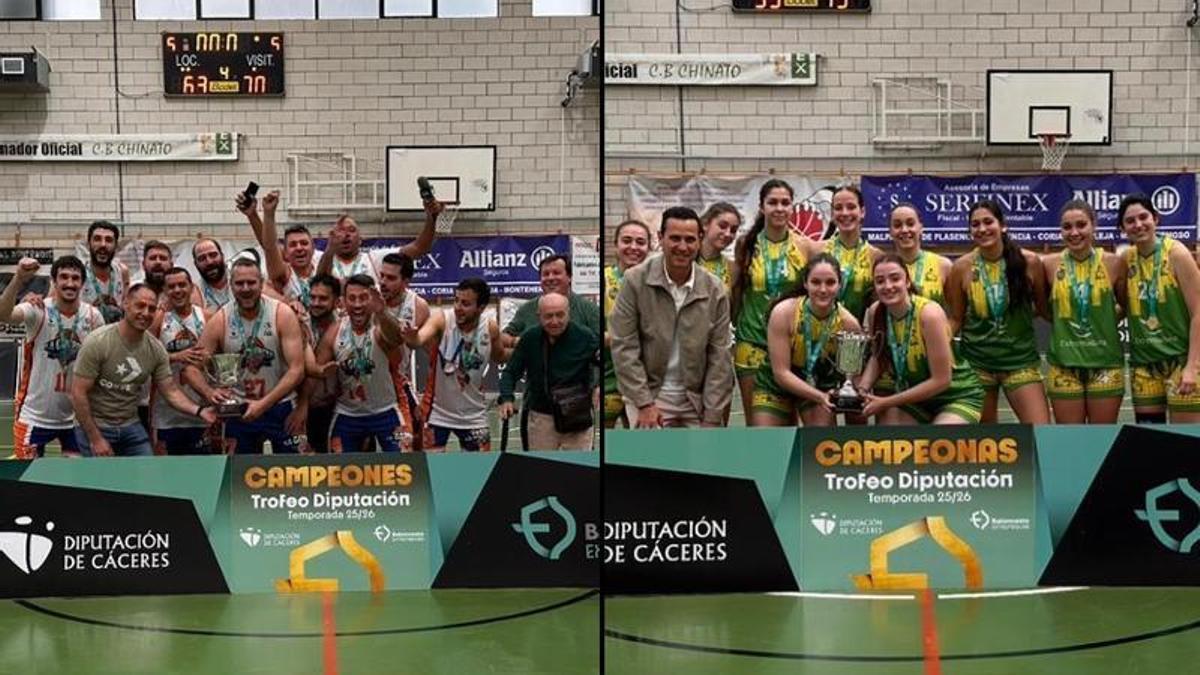CP Estudiantes y Al-Qázeres ADC Verde celebran sus títulos.