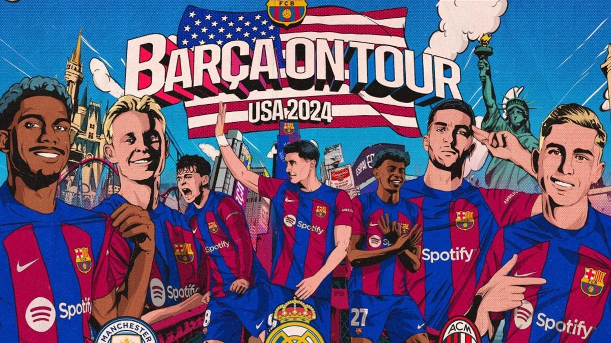 El cartel anunciado de la gira veraniega del Barça por Estados Unidos en el 2024.