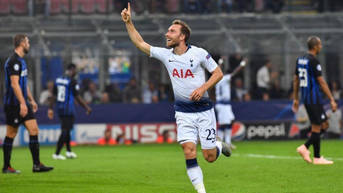Christian Eriksen, celebrando un gol del Tottenham