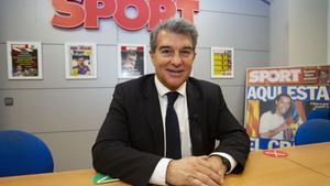 Joan Laporta, candidato a la presidencia del FC Barcelona, visitó la redacción de Sport