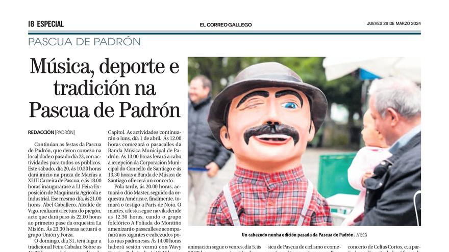 LE AQUÍ O ESPECIAL SOBRE A PASCUA DE PADRÓN 2024 EN PDF