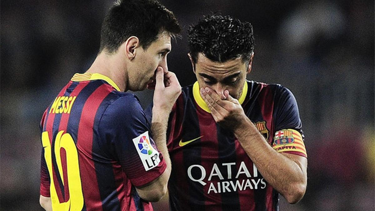 Leo Messi y Xavi Hernández durante un Barça-Atlético de esta temporada