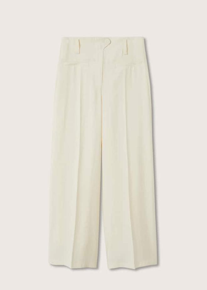 Pantalón de pinzas blanco, de Mango