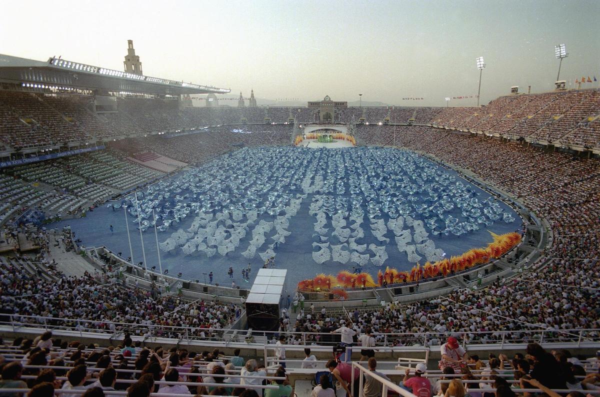 Ensayo de la ceremonia de inauguración de los Juegos Olímpicos de Barcelona, el 23 de julio de 1992