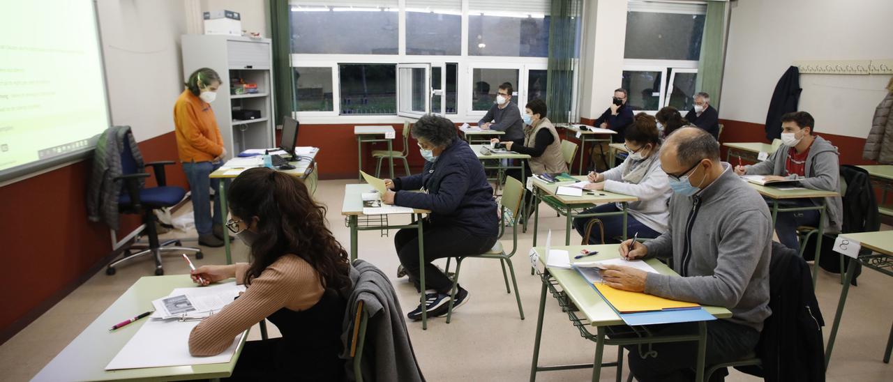 Examen en un centro de idiomas.