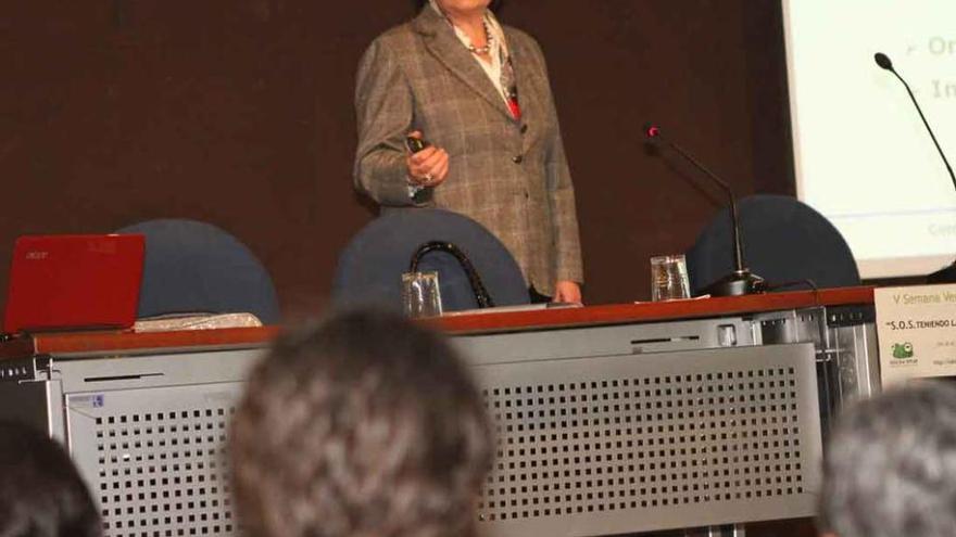 La doctora Rosario Heras Celemín durante una ponencia en La Alhóndiga.