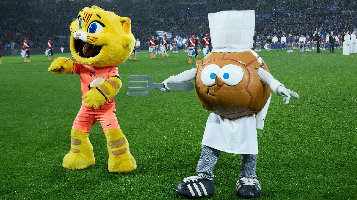 Las mascotas del Barça y la Real Sociedad