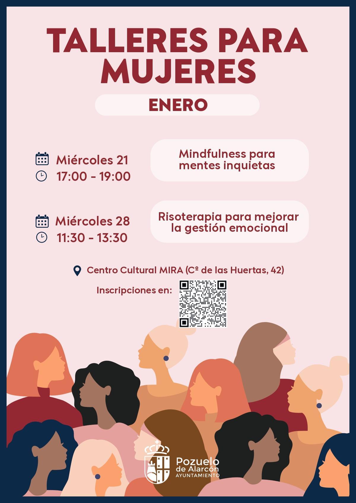 Cartel Talleres Mujeres para el mes de enero