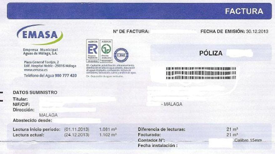 Recibo según el nuevo sistema tarifario.