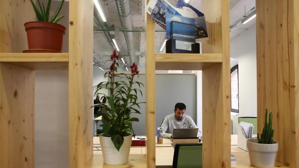 Un trabajador de una start-up en el Pier 01.