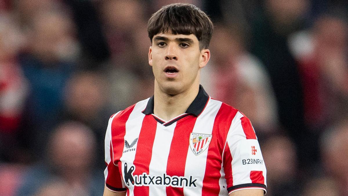 Eder García, en el partido de su debut en Primera División con el Athletic Club de Bilbao.
