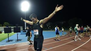 Bruno Hortelano, tras su carrera de 200 en el polideportivo Juan de la Cierva de Getafe.