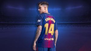 Coutinho, con el número 14 que lucirá en el Barça.
