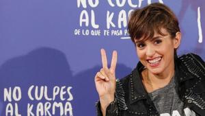 Verónica Echegui, en Madrid, durante la presentación de ’No culpes al karma de lo que te pasa por gilipollas’.
