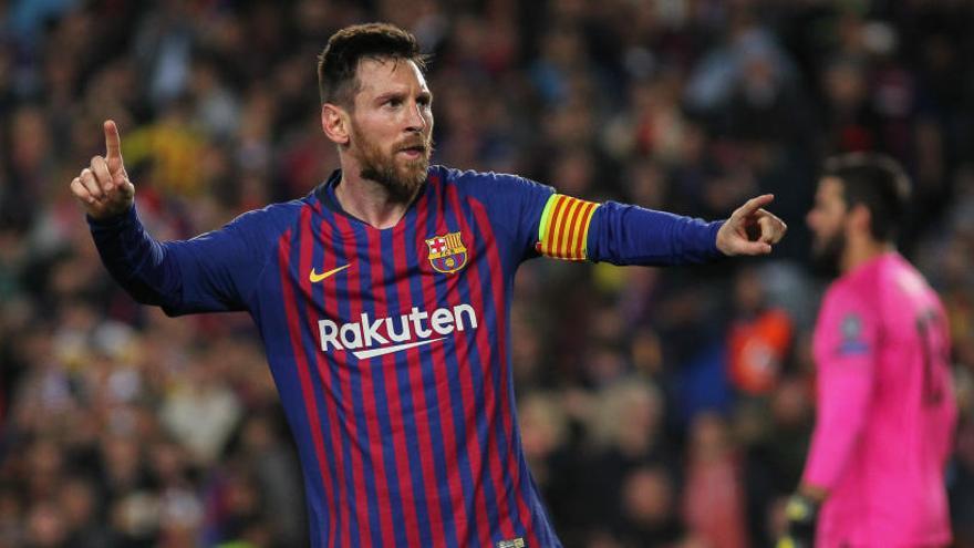Leo Messi durante el partido de ida de la Champions.