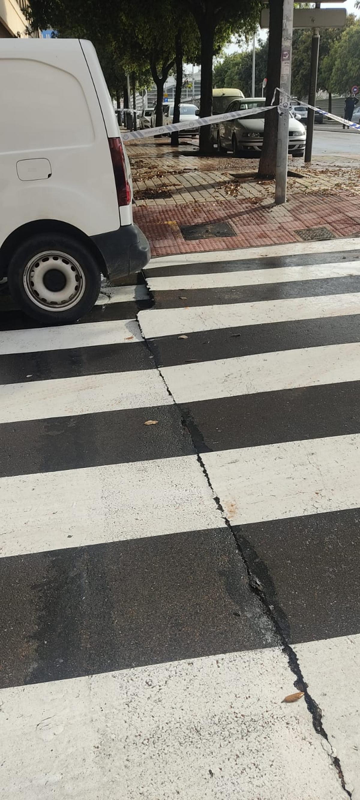 Zona afectada por la fuga de agua.