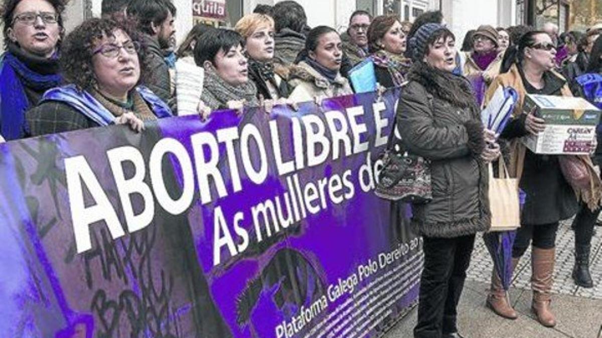 Protesta en Santiago de Compostela contra la restricción del derecho al aborto, el pasado 22 de febrero.