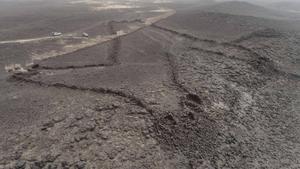 Vista aérea de una cometa del desierto en el área de Khaybar, en el noroeste de Arabia Saudita.