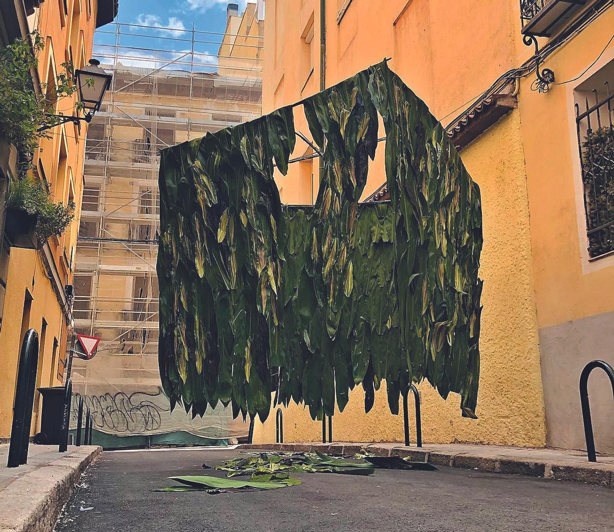 Una de las instalaciones vegetales realizadas por Ikefrana.