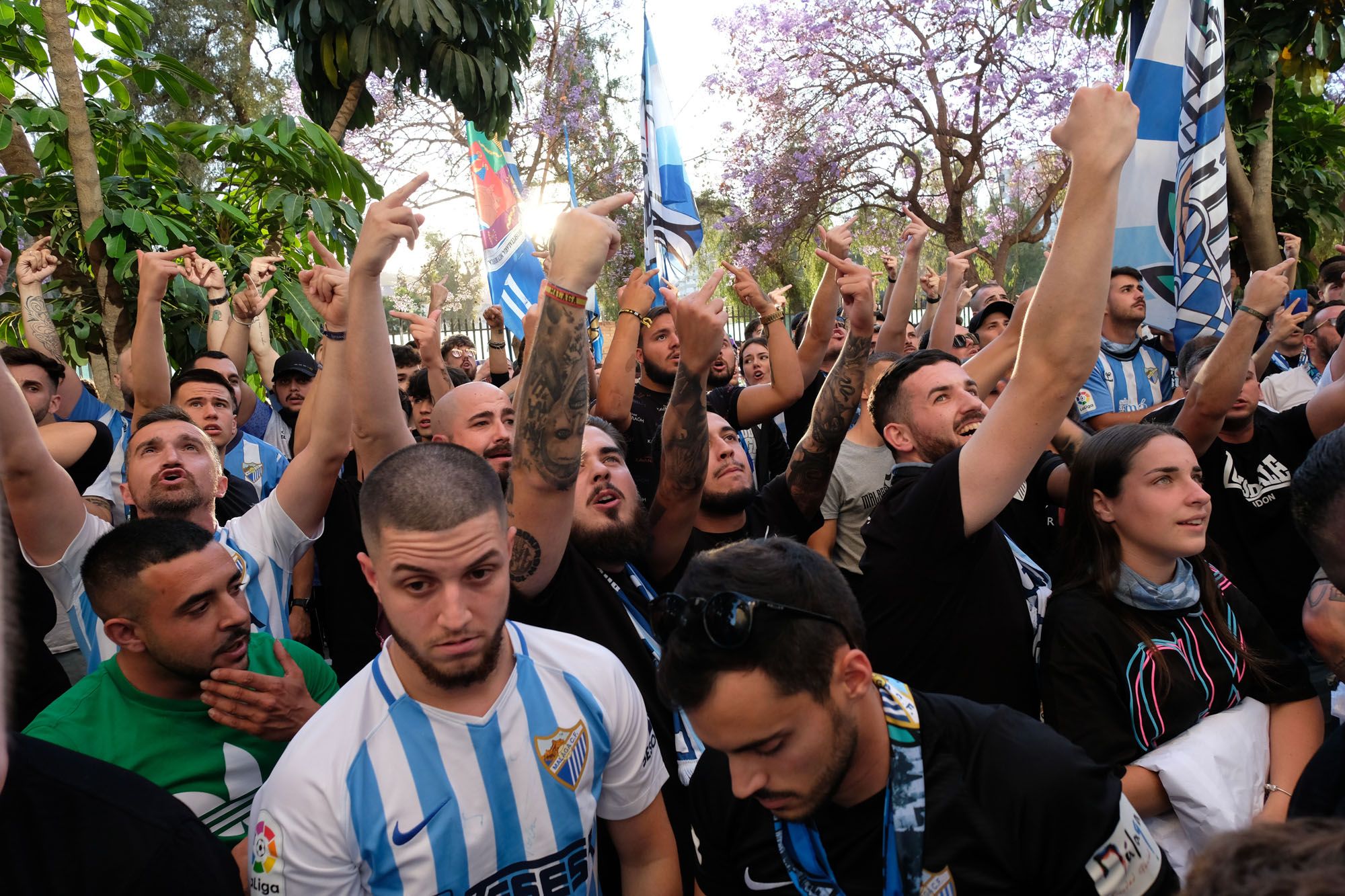 La protesta de la afición antes del Málaga CF - CD Mirandés, en imágenes