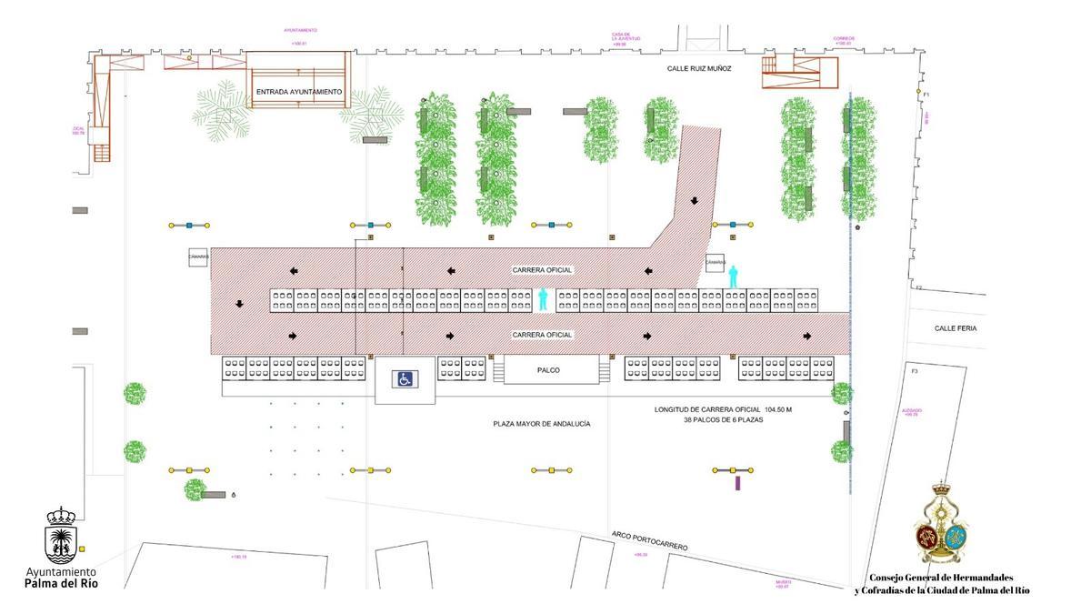 Plano de situación de la carrera oficial de Palma del Río.