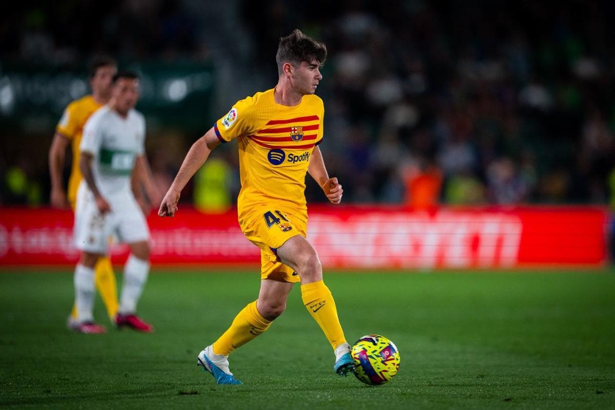 Aleix Garrido debutó con el primer equipo el 1 de abril de 2023 (Elche-Barça)