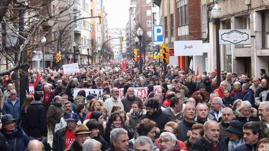 Protesta de los pensionistas asturianos en Gijón el pasado 17 de marzo.