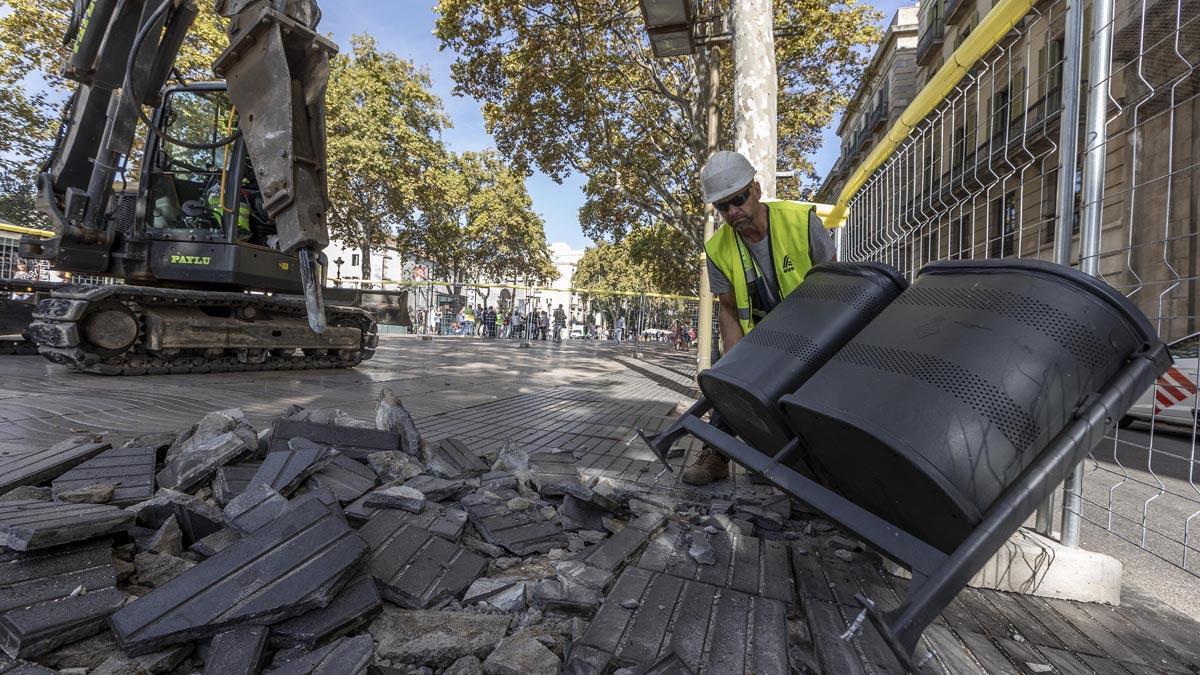 Inicio de obras en la Rambla el pasado octubre.