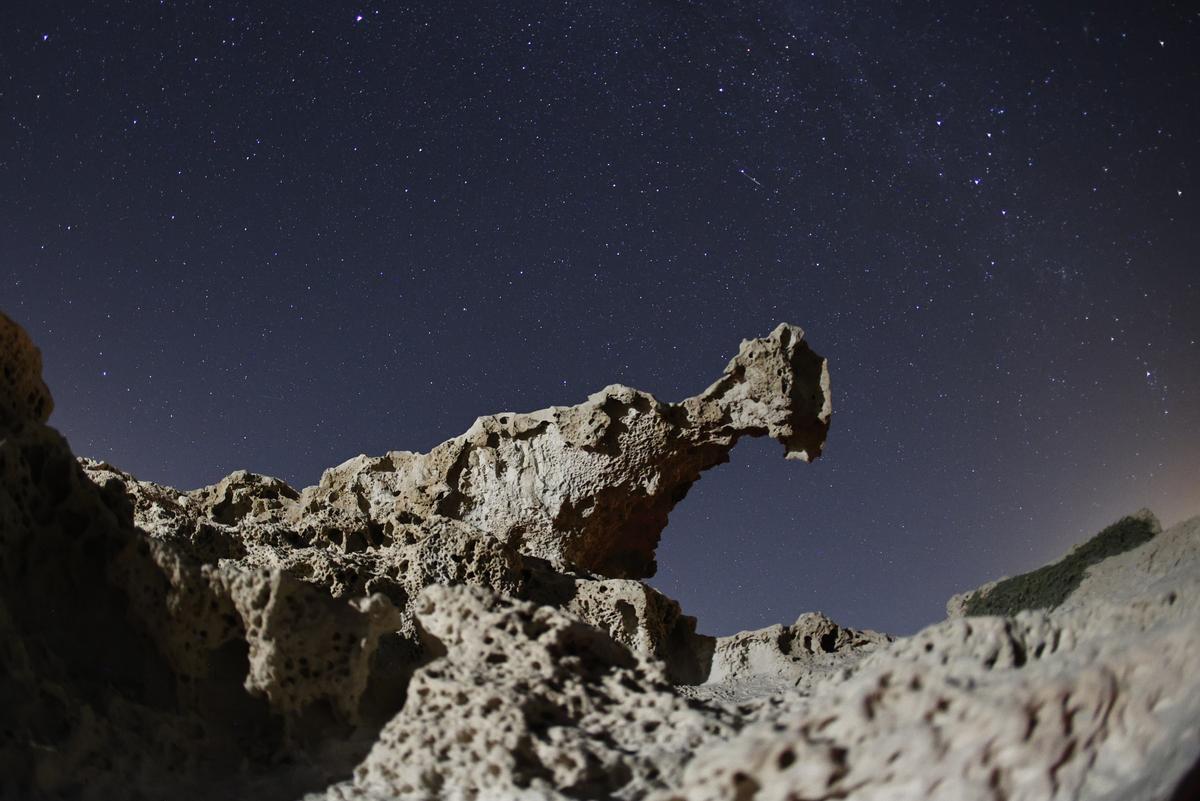 Observación de Perseidas en la playa de los Escullos de Níjar (Almería).