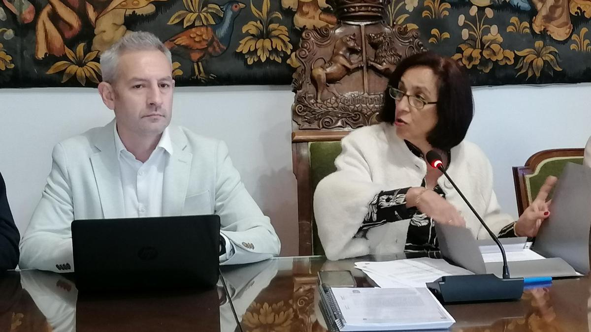 Carlos Rodríguez y Ángeles Medina, en un pleno celebrado en el Ayuntamiento.