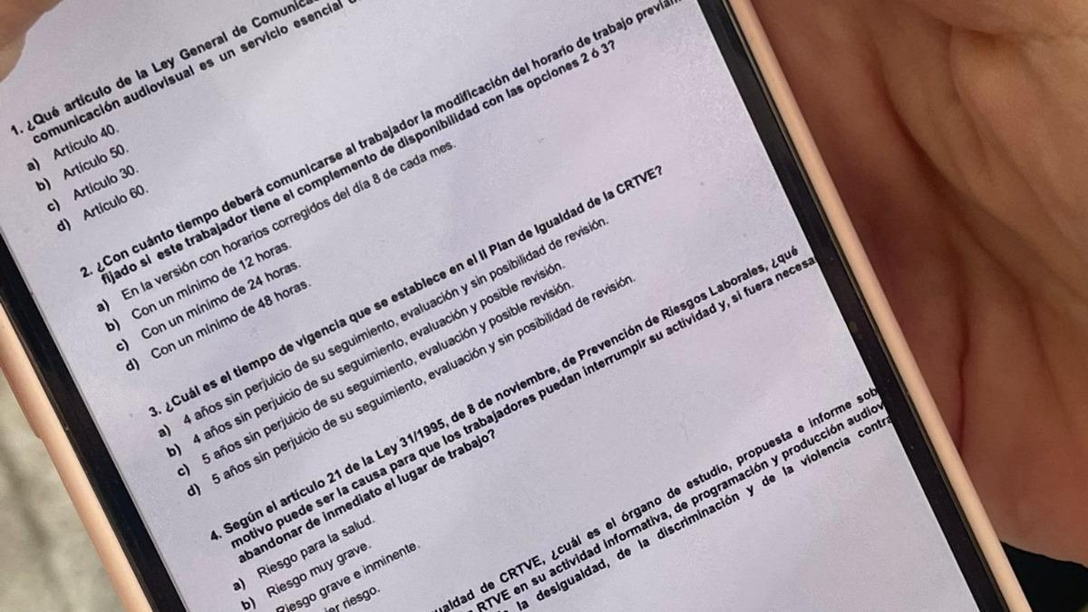 Algunas de las preguntas filtradas en las oposiciones suspendidas en RTVE.