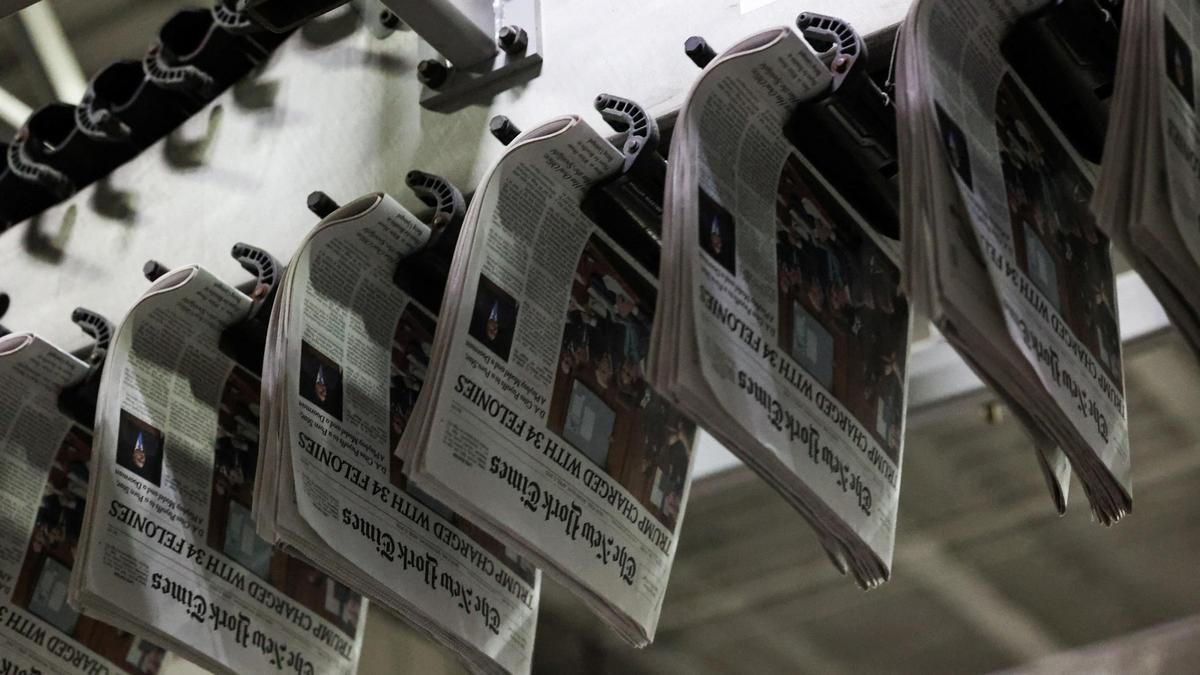 Una rotativa imprime ejemplares de 'The New York Times'