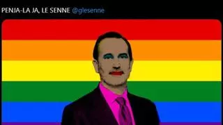 Ben Amics parodia a Le Senne con la bandera LGTBI