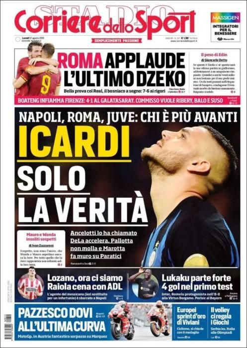 Portada CORRIERE DELLO SPORT lunes 12 agosto 2019