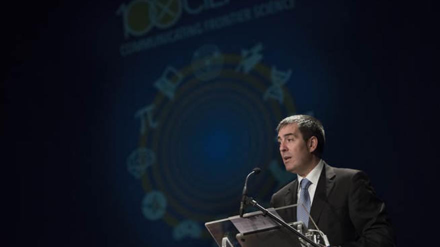 Fernando Clavijo, en la clausura del Foro 100xCiencia en La Palma, ayer.