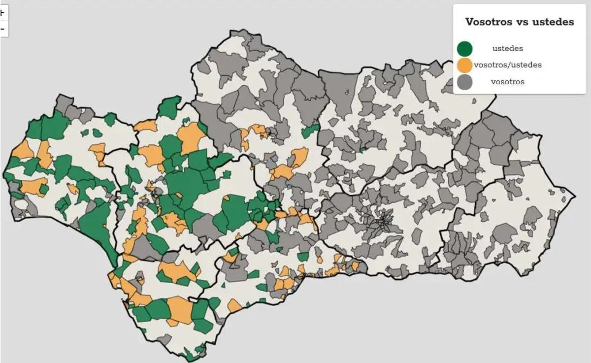 Uso de "vosotros veis" o "ustedes veis" en 571 puntos de Andalucía