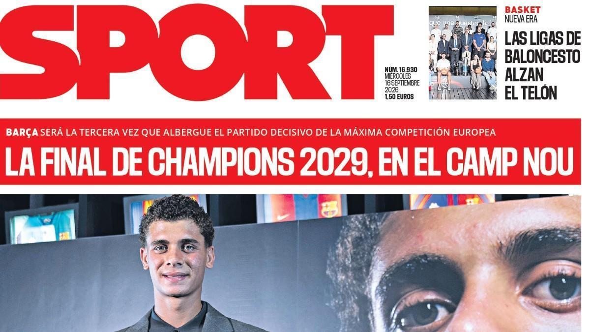 Esta es la portada de SPORT de hoy, miércoles 16 de septiembre