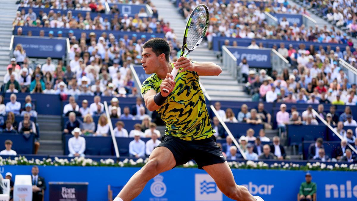 Alcaraz, durante el duelo ante Evans